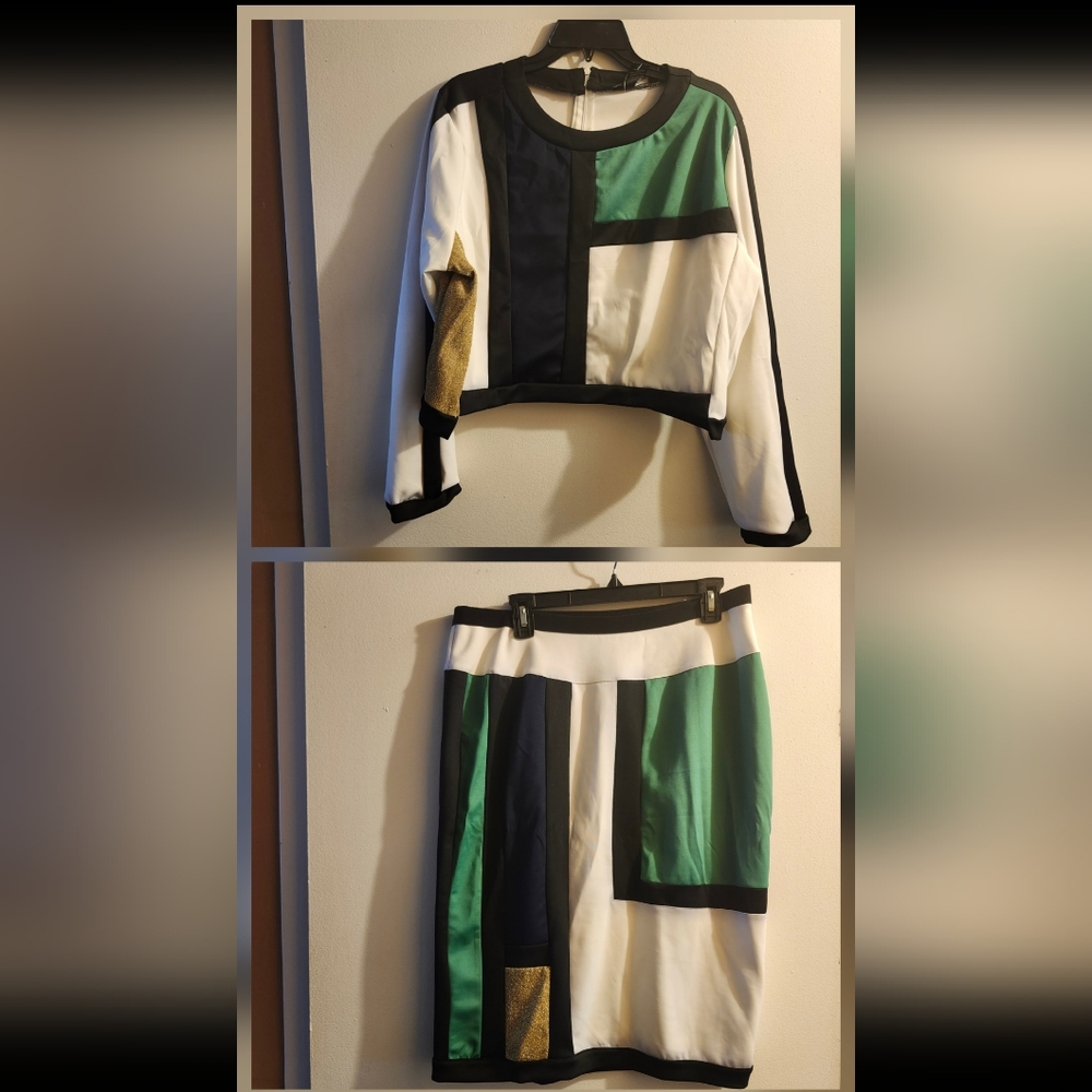 Ashley Stewart Color Block Two-Piece Set